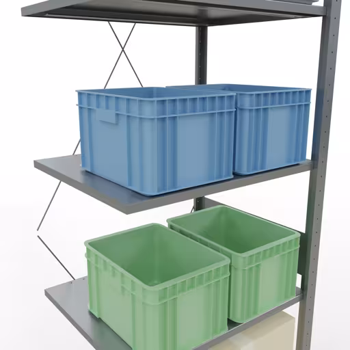 Rayonnage supplémentaire, rayonnage à étagères, système enfichable MULTIplus150, 3000 x 750 x 600 mm, 7 tablettes, traverse, galvanisé avec réf. 12767-75 , système d'étagères enfichables MULTIplus150, 3000 x 750 x 600 mm, 7 étagères, galvanisé de Schulte Lagertechnik de la catégorie des systèmes enfichables