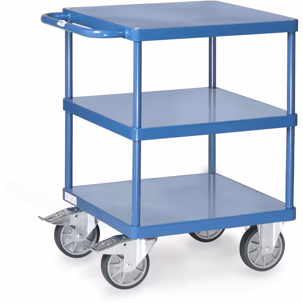 Tischwagen 2416B - Stahlblech-Plattformen bündig 2 Lenk- und 2 Bockrollen, TPE-Bereifung, Naben mit Rillenkugellager aus der Kategorie Tischwagen mit der GTIN 4017976396484 Tischwagen 2416B - Stahlblech-Plattformen bündig 2 Lenk- und 2 Bockrollen, TPE-Bereifung, Naben mit Rillenkugellager von der Marke Fetra aus der Produktreihe Transportsysteme