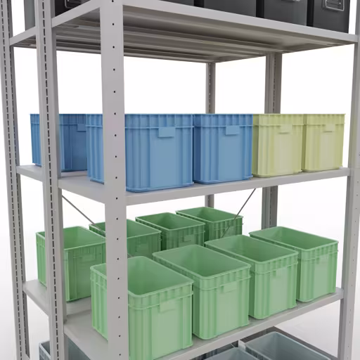 Une autre vue de l'article Étagère de base, étagère double, système d'étagère enfichable MULTIplus150, 2000 x 1000 x (2x400) mm, 2x5 étagères, RAL 7035 gris clair de la catégorie étagères