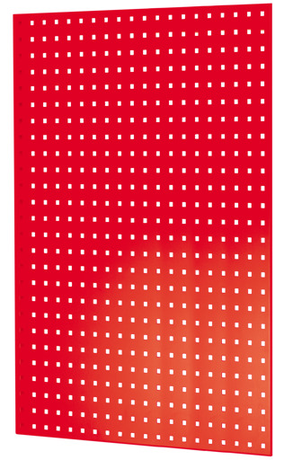 Pannello laterale in pannello forato, 90 x 1000 x 800 mm (A x P), RAL 3000 rosso fuoco con articolo n. 35669-R Pannello laterale in lamiera forata, 90 x 1000 x 800 mm (A x P), RAL 3000 rosso fuoco di Schulte Lagertechnik della categoria Sistemi a innesto