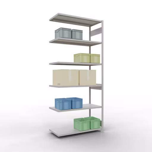 Figure n° 15 de l'article, système d'étagères MULTIplus250, système enfichable, 3000 x 1300 x 600 mm, 7 étagères, RAL 7035 gris clair du groupe de produits système enfichable de Schulte Lagertechnik