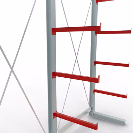 Figura n. 10 dell'articolo Scaffale completo K 6000, unilaterale, 3000 x 3000 x 750 mm, RAL 7001 / RAL 3000, 5 livelli di stoccaggio del gruppo di prodotti scaffalature cantilever della marca Schulte Lagertechnik
