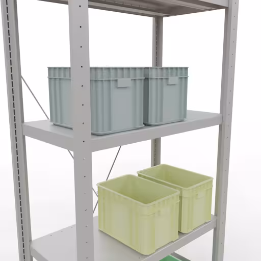 Scaffale base, scaffale, sistema a innesto MULTIplus250, 2000 x 750 x 400 mm (AxLxP), 5 ripiani, traversa, RAL 7035 grigio chiaro di Schulte Lagertechnik della categoria Sistema a innesto