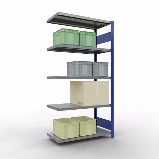 Figura n. 11 dell'articolo scaffale aggiuntivo, scaffale, sistema a innesto MULTIplus250, 2000 x 1000 x 500 mm (AxLxP), 5 ripiani, barre longitudinali, RAL 5010 blu genziana/zincato del gruppo di prodotti sistema a innesto della marca Schulte Lagertechnik