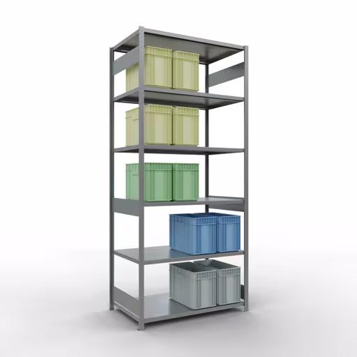 Produktbild Nr 15 des Artikels Grundregal, Fachbodenregal Stecksystem MULTIplus250, 3000 x 1300 x 800 mm (HxBxT), 7 Fachböden, Längenriegel, verzinkt Abbildung Nr 15 des Artikels Grundregal, Fachbodenregal Stecksystem MULTIplus250, 3000 x 1300 x 800 mm (HxBxT), 7 Fachböden, Längenriegel, verzinkt aus der Produktgruppe Stecksystem von der Marke Schulte Lagertechnik