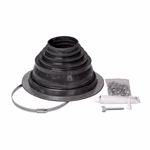 Jeu de douilles pour tubes pour diamètres de tubes ø 75 - 150 mm de Klöber Kit d'entrée de tuyaux, passages de toit raides, réf. KE9866-15-VI