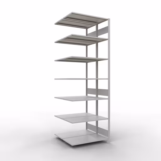 Scaffale aggiuntivo, scaffale doppio, sistema di scaffali MULTIplus150, 3000 x 1000 x (2x500) mm (AxLxP), 2x7 ripiani, barre longitudinali, RAL 7035 grigio chiaro della marca Schulte Lagertechnik dal programma scaffali