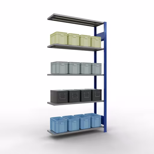 Image du produit n° 13 de l'article étagère complémentaire, étagère, système enfichable MULTIplus150, 2000 x 1000 x 300 mm, 5 étagères, RAL 5010 bleu gentiane/galvanisé de la gamme de produits du système enfichable de Schulte Lagertechnik