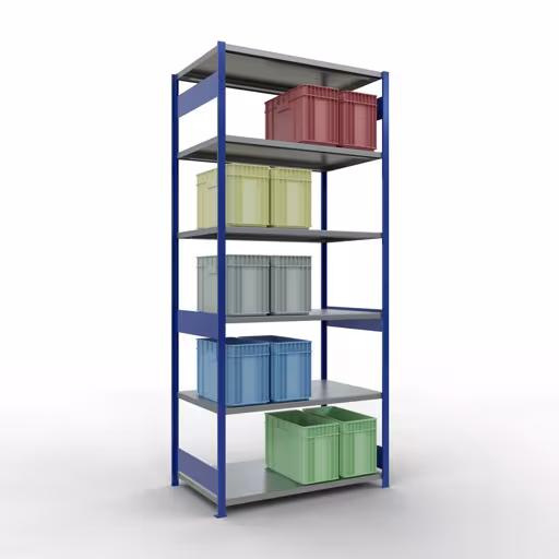 Figura n. 14 dell'articolo scaffale base, scaffale, sistema a innesto MULTIplus250, 3000 x 1300 x 800 mm (AxLxP), 7 ripiani, barre longitudinali, RAL 5010 blu genziana/zincato del gruppo di prodotti sistema a innesto della marca Schulte Lagertechnik