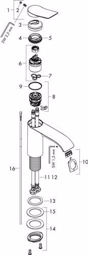 Technische Zeichnung 4065862 Hansgrohe Mitigeur monocommandé pour lavabo 110 VIVENIS avec vidage à tirette chromé