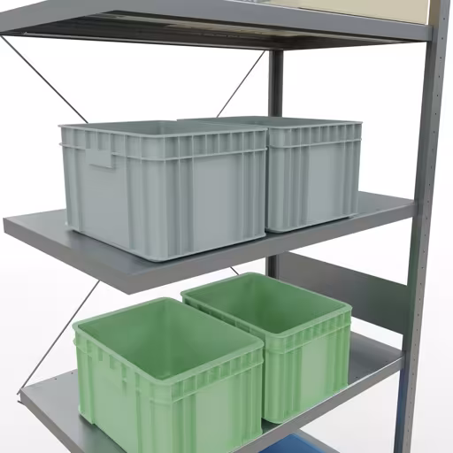 Image du produit n° 13 de l'article Étagère complémentaire, système enfichable MULTIplus250, 3000 x 1000 x 600 mm, 7 étagères, galvanisée de la gamme de produits du système enfichable de la marque Schulte Lagertechnik
