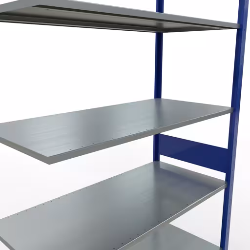 Rayonnage supplémentaire, étagère, système enfichable MULTIplus150, 3000 x 1300 x 600 mm (HxLxP), 7 étagères, barres de longueur, RAL 5010 bleu gentiane/galvanisé avec la référence réf. 12767-130-LR-B Rayonnage supplémentaire, étagère, système enfichable MULTIplus150, 3000 x 1300 x 600 mm, 7 étagères, RAL 5010 bleu gentiane/galvanisé de Schulte Lagertechnik de la catégorie système enfichable