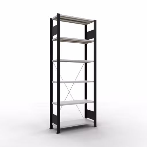 Figure n° 11 de l'article étagère de base, étagère de bureau, système enfichable MULTIplus85, 2000 x 750 x 300 mm, 6 étagères, sans baguette de butée, noir/gris clair du groupe de produits étagères de bureau de la marque Schulte Lagertechnik