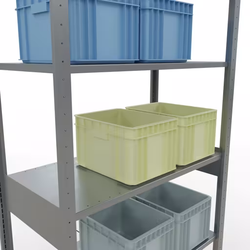 Immagine aggiuntiva dell'articolo Ripiano base, ripiano sistema a innesto MULTIplus150, 2500 x 1000 x 500 mm (AxLxP), 6 ripiani, traversa, zincato dal ripiano base
