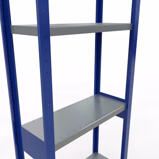 Étagère de base, étagère, système enfichable MULTIplus250, 3000 x 750 x 300 mm, 7 étagères, barres de longueur, RAL 5010 bleu gentiane/galvanisé/galvanisé de la catégorie d'étagères de base avec le GTIN 4004514282156 Étagère de base, étagère, système enfichable MULTIplus250, 3000 x 750 x 300 mm, 7 étagères, RAL 5010 bleu gentiane/galvanisé/galvanisé de Schulte Lagertechnik de la gamme de produits du système enfichable