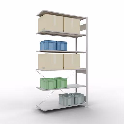 Étagère complémentaire système enfichable 2500x1300x500 mm, type 150 kg, gris clair de la catégorie étagère complémentaire avec le GTIN 4004514251053 Système enfichable 2500x1300x500 mm, type 150 kg, gris clair de Schulte Lagertechnik de la gamme de produits du système enfichable