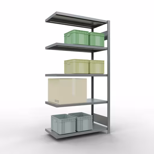 Scaffali aggiuntivi, scaffali, sistema a innesto MULTIplus330, 2000 x 1000 x 500 mm (AxLxP), 5 ripiani, barre longitudinali, zincato di Schulte Lagertechnik con l'articolo n. 13955-LR