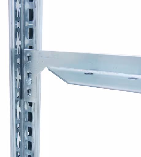 Une autre vue de l'article Etagère Basic, étagère système enfichable MULTIplus85, 2500 x 1000 x 500 mm, 6 étagères, RAL 5010 bleu gentiane de la catégorie système enfichable