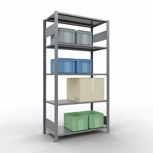 Étagère de base, étagère, système enfichable MULTIplus85, 2000 x 1000 x 500 mm, 5 étagères, galvanisées de Schulte Lagertechnik avec le réf. 13150-LR