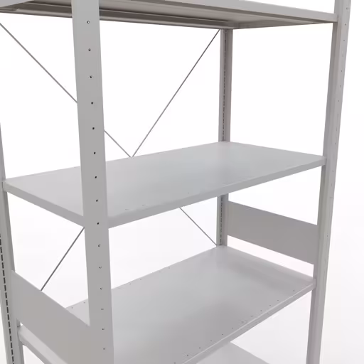 Figura n. 13 dell'articolo scaffale base, scaffale, sistema a innesto MULTIplus85, 3000 x 1000 x 500 mm (AxLxP), 7 ripiani, traversa, RAL 7035 grigio chiaro del gruppo di prodotti sistema a innesto della marca Schulte Lagertechnik