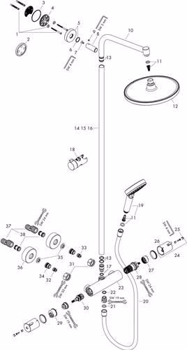 Technische Zeichnung 3982828 Hansgrohe Showerpipe CROMETTA S 240 1JET DN 15 16 l/min chrome