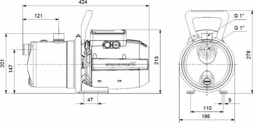 GRUNDFOS Gartenpumpe JP 4-54 1x230V 50Hz 1,5m SCHUKO HU