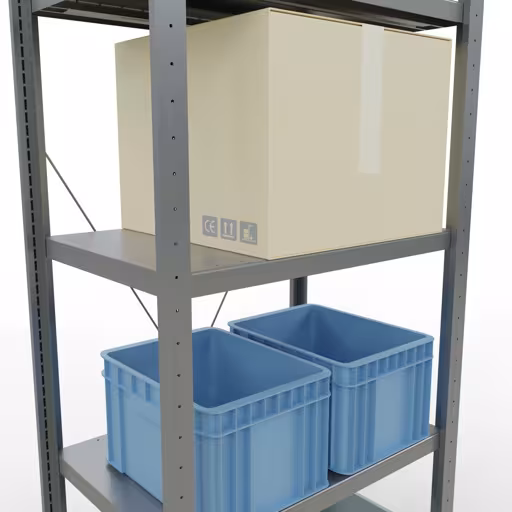 Scaffale base, scaffale, sistema a innesto MULTIplus250, 2000 x 750 x 500 mm (AxLxP), 5 ripiani, traversa, zincato della categoria scaffale base con GTIN 4004514237781 Scaffale base, scaffale, sistema a innesto MULTIplus250, 2000 x 750 x 500 mm (AxLxP), 5 ripiani, traversa, zincato della marca Schulte Lagertechnik della gamma dei sistemi a innesto