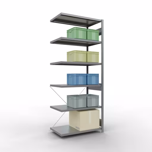 Figura n. 8 dell'articolo scaffale aggiuntivo, scaffale a scaffale, sistema a innesto MULTIplus330, 2500 x 1000 x 600 mm (AxLxP), 6 ripiani, traversa, zincato del gruppo di prodotti sistema a innesto della marca Schulte Lagertechnik