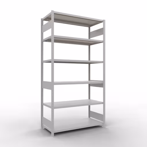 Étagère de base, étagère, système enfichable MULTIplus250, 2500 x 1300 x 600 mm, 6 étagères, gris clair RAL 7035 de Schulte Lagertechnik de la gamme de produits du système enfichable