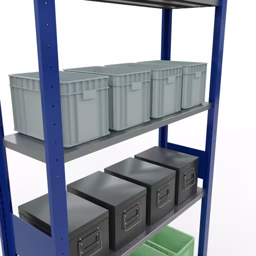 Étagère de base, étagère, système enfichable MULTIplus150, 3000 x 1000 x 300 mm, 7 étagères, RAL 5010 bleu gentiane/galvanisé de Schulte Lagertechnik de la gamme de produits du système enfichable