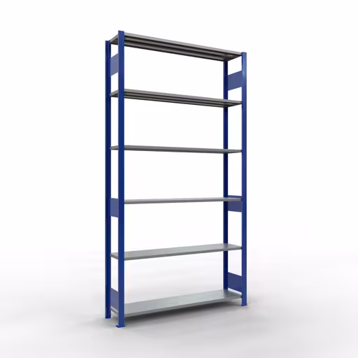 Image du produit n° 12 de l'article étagère de base, système enfichable MULTIplus150, 2500 x 1300 x 300 mm, 6 étagères, RAL 5010 bleu gentiane/galvanisé de la gamme de produits système enfichable de la marque Schulte Lagertechnik