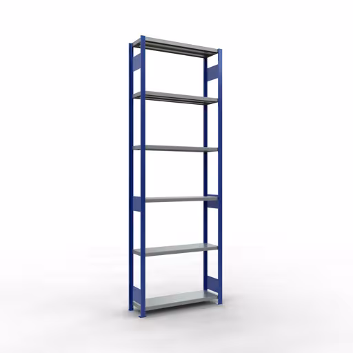 Étagère de base, étagère, système enfichable MULTIplus250, 3000 x 1000 x 300 mm, 7 étagères, RAL 5010 bleu gentiane/galvanisé de Schulte Lagertechnik de la gamme de produits du système enfichable