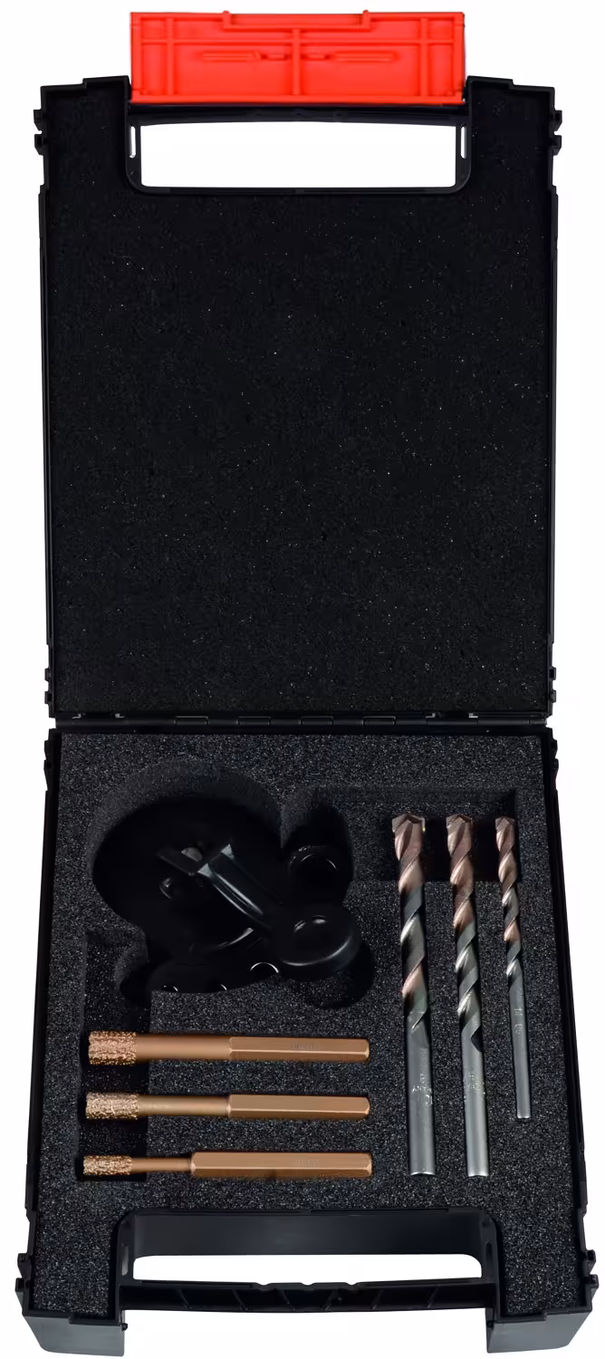 Set di punte diamantate a secco, gambo esagonale e punte per cemento, 7 pezzi. con ausilio per forare, trapano, articolo n. 59803