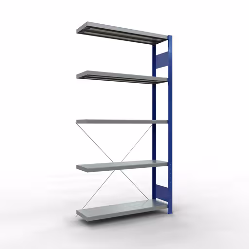 Figura n. 15 dell'articolo scaffale aggiuntivo, scaffale, sistema a innesto MULTIplus330, 2000 x 1000 x 300 mm (AxLxP), 5 ripiani, traversa, RAL 5010 blu genziana/zincato del gruppo di prodotti sistema a innesto della marca Schulte Lagertechnik