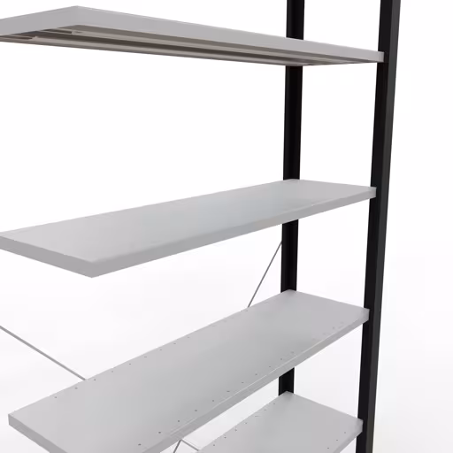 Étagère supplémentaire, étagère de bureau, système enfichable MULTIplus85, 2300 x 1000 x 300 mm, 7 étagères, sans baguette de butée, noir/gris clair de la marque Schulte Lagertechnik de la gamme d'étagères de bureau