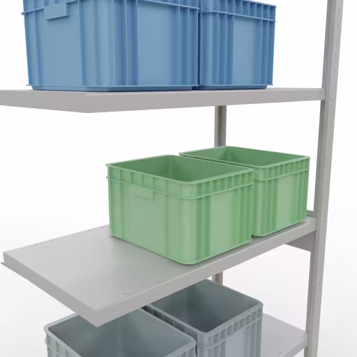 Figure n° 13 de l'article étagère complémentaire, étagère à étagères, système enfichable MULTIplus330, 2500 x 1000 x 500 mm, 6 étagères, gris clair RAL 7035 du groupe de produits système enfichable de la marque Schulte Lagertechnik