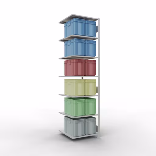 Représentation supplémentaire de l'article, étagère supplémentaire, système d'étagères MULTIplus150, 3000 x 750 x 800 mm, 7 étagères, gris clair RAL 7035 à partir de l'étagère supplémentaire