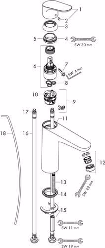 Hansgrohe FOCUS 100 miscelatore monocomando per lavabo con scarico a scomparsa diametro 15 mm G 1 1/4 inch cromo