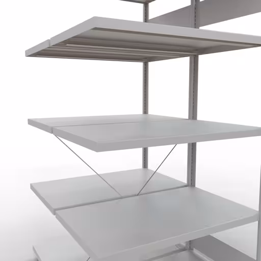 Rayonnage supplémentaire, rayonnage double, système d'étagères MULTIplus250, 2000 x 1000 x (2x600) mm, 2x5 tablettes, traverse, RAL 7035 gris clair de la catégorie rayonnage double avec le GTIN 4004514292223 , étagère double, système d'étagères MULTIplus250, 2000 x 1000 x (2x600) mm, 2x5 étagères, gris clair RAL 7035 de Schulte Lagertechnik de la gamme d'étagères