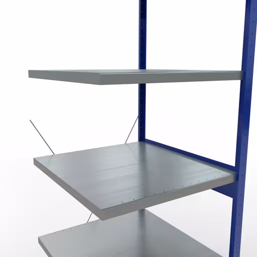 Produktbild Nr 15 des Artikels Anbauregal, Fachbodenregal Stecksystem MULTIplus250, 2500 x 750 x 800 mm (HxBxT), 6 Fachböden, Kreuzstrebe, RAL 5010 enzianblau/verzinkt/verzinkt Abbildung Nr 15 des Artikels Anbauregal, Fachbodenregal Stecksystem MULTIplus250, 2500 x 750 x 800 mm (HxBxT), 6 Fachböden, Kreuzstrebe, RAL 5010 enzianblau/verzinkt/verzinkt aus der Produktgruppe Stecksystem von der Marke Schulte Lagertechnik