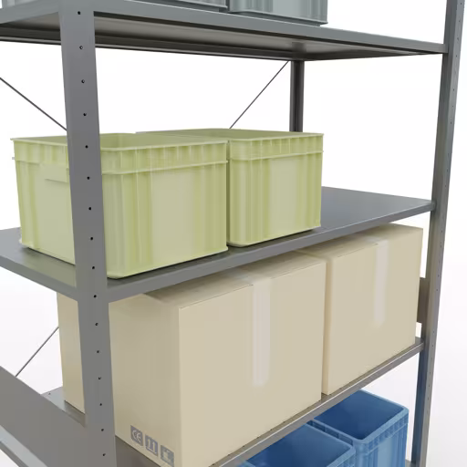 Une autre vue de l'article étagère de base système enfichable 3000x1300x600 mm, type 150 kg, galvanisée Une autre vue de l'article étagère de base du système enfichable 3000x1300x600 mm, type 150 kg, galvanisée de la catégorie du système enfichable