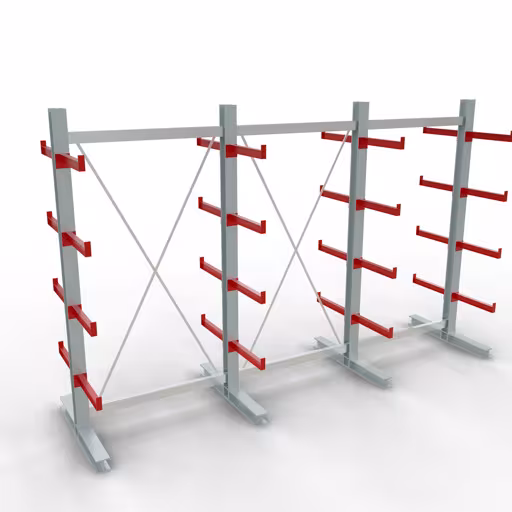 Figura n. 10 dell'articolo Scaffale completo K 3000, bilaterale, 2500 x 3900 x 500 mm, RAL 7001 / RAL 3000, 5 livelli di stoccaggio del gruppo di prodotti scaffalature cantilever della marca Schulte Lagertechnik