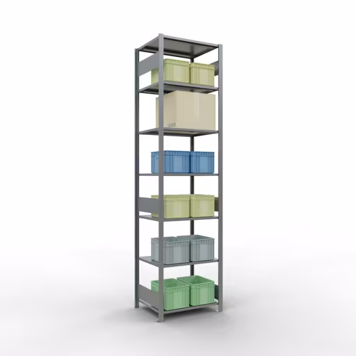 Étagère de base, étagère, système enfichable MULTIplus150, 3000 x 750 x 600 mm (HxLxP), 7 étagères, barres de longueur, galvanisées avec GTIN 4004514280985 Étagère de base, étagère, système enfichable MULTIplus150, 3000 x 750 x 600 mm, 7 étagères, galvanisées de Schulte Lagertechnik avec le réf. 12762-75-LR