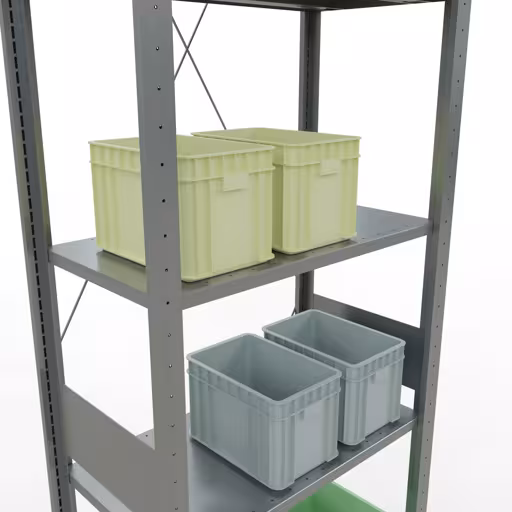 Une autre vue de l'article étagère de base, étagère système enfichable MULTIplus150, 3000 x 750 x 400 mm, 7 étagères, galvanisée de la catégorie système enfichable