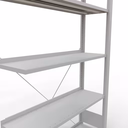 Produktbild Nr 13 des Artikels Anbauregal, Büro-Fachbodenregal Stecksystem MULTIplus85, 1800 x 1000 x 300 mm (HxBxT), 5 Fachböden, Kreuzstrebe, mit Anschlagleiste, lichtgrau Abbildung Nr 13 des Artikels Anbauregal, Büro-Fachbodenregal Stecksystem MULTIplus85, 1800 x 1000 x 300 mm (HxBxT), 5 Fachböden, Kreuzstrebe, mit Anschlagleiste, lichtgrau aus der Produktgruppe Büroregale von der Marke Schulte Lagertechnik