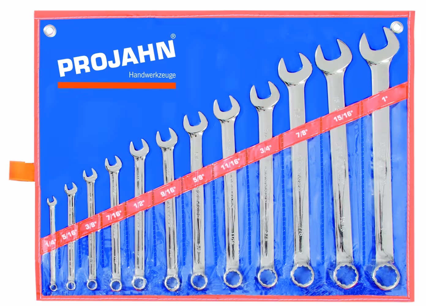 Jeu de clés à anneau de fourche en pouces 12 pièces 1/4 - 5/16 - 3/8 - 7/16 - 1/2 - 9/16 - 5/8 - 11/16 - 3/4 - 7/8 - 15/16 - 1 pouce de PROJAHN avec le numéro d'article 120000000. 2580