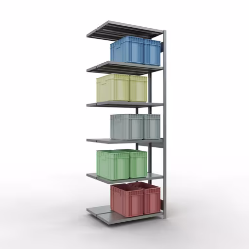 Rayonnage supplémentaire, rayonnage double, système d'étagères MULTIplus250, 3000 x 1000 x (2x400) mm, 2x7 rayons, barres longitudinales, galvanisé avec GTIN 4058255035632 , étagère double, système d'étagères MULTIplus250, 3000 x 1000 x (2x400) mm, 2x7 étagères, galvanisé de Schulte Lagertechnik avec la référence réf. 17947