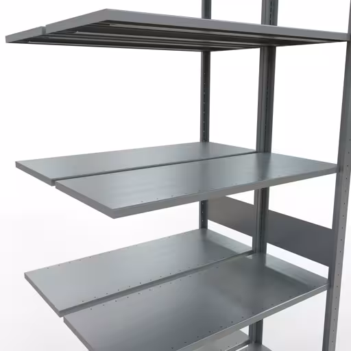 Scaffale aggiuntivo, scaffale doppio, sistema di scaffali MULTIplus150, 3000 x 1000 x (2x400) mm (AxLxP), ripiani 2x7, barre longitudinali, zincato di Schulte Lagertechnik con l'articolo n. 17847