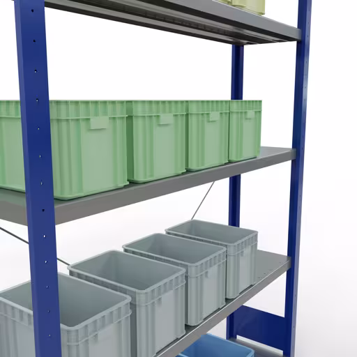 Produktbild Nr 13 des Artikels Grundregal, Fachbodenregal Stecksystem MULTIplus250, 2000 x 1300 x 300 mm (HxBxT), 5 Fachböden, Kreuzstrebe, RAL 5010 enzianblau/verzinkt Abbildung Nr 13 des Artikels Grundregal, Fachbodenregal Stecksystem MULTIplus250, 2000 x 1300 x 300 mm (HxBxT), 5 Fachböden, Kreuzstrebe, RAL 5010 enzianblau/verzinkt aus der Produktgruppe Stecksystem von der Marke Schulte Lagertechnik