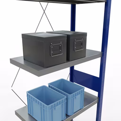 Figure n° 15 de l'article, Étagère MULTIplus250 système enfichable, 3000 x 750 x 400 mm, 7 étagères, RAL 5010 bleu gentiane/galvanisé/galvanisé du groupe de produits système enfichable de Schulte Lagertechnik